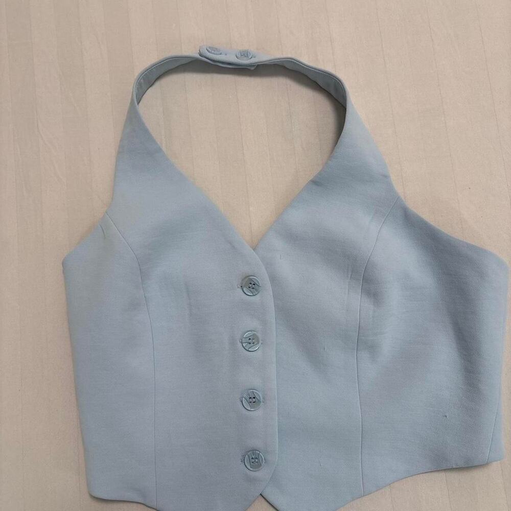 Christian lacroix blue halter top